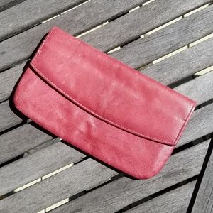 Red genuine leather vintage wallet